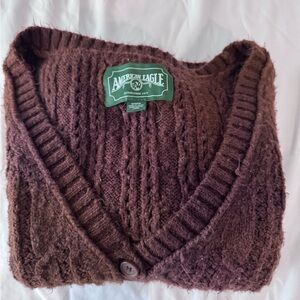 American Eagle Outfitters Rich Brown V-Neck Sweater